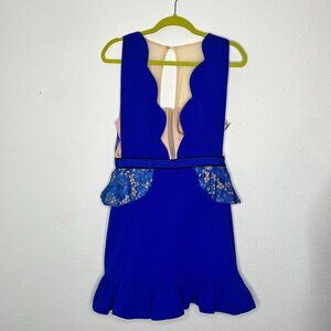 Women's Three Floor Designer West End Dress in Cobalt Blue/Rose Nude Size 8
